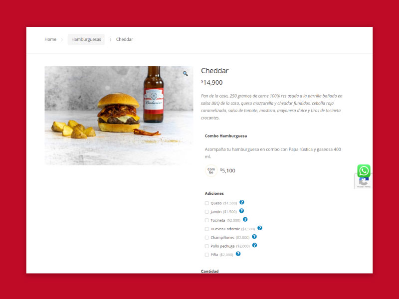 Imagen de la página web de El Antojo - Producto