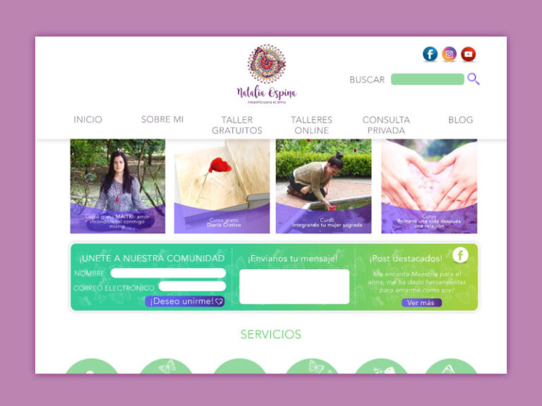 Imagen del home la página web Maestría para el alma