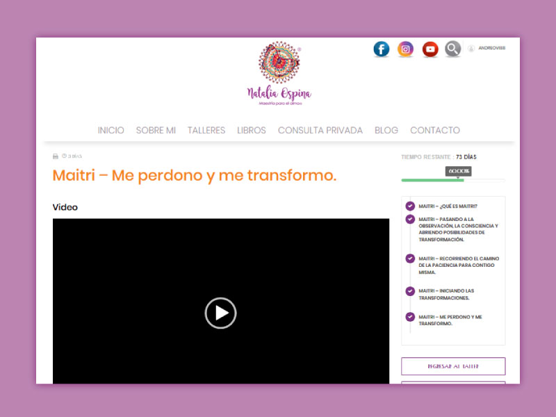 Imagen del interna taller la página web Maestría para el alma